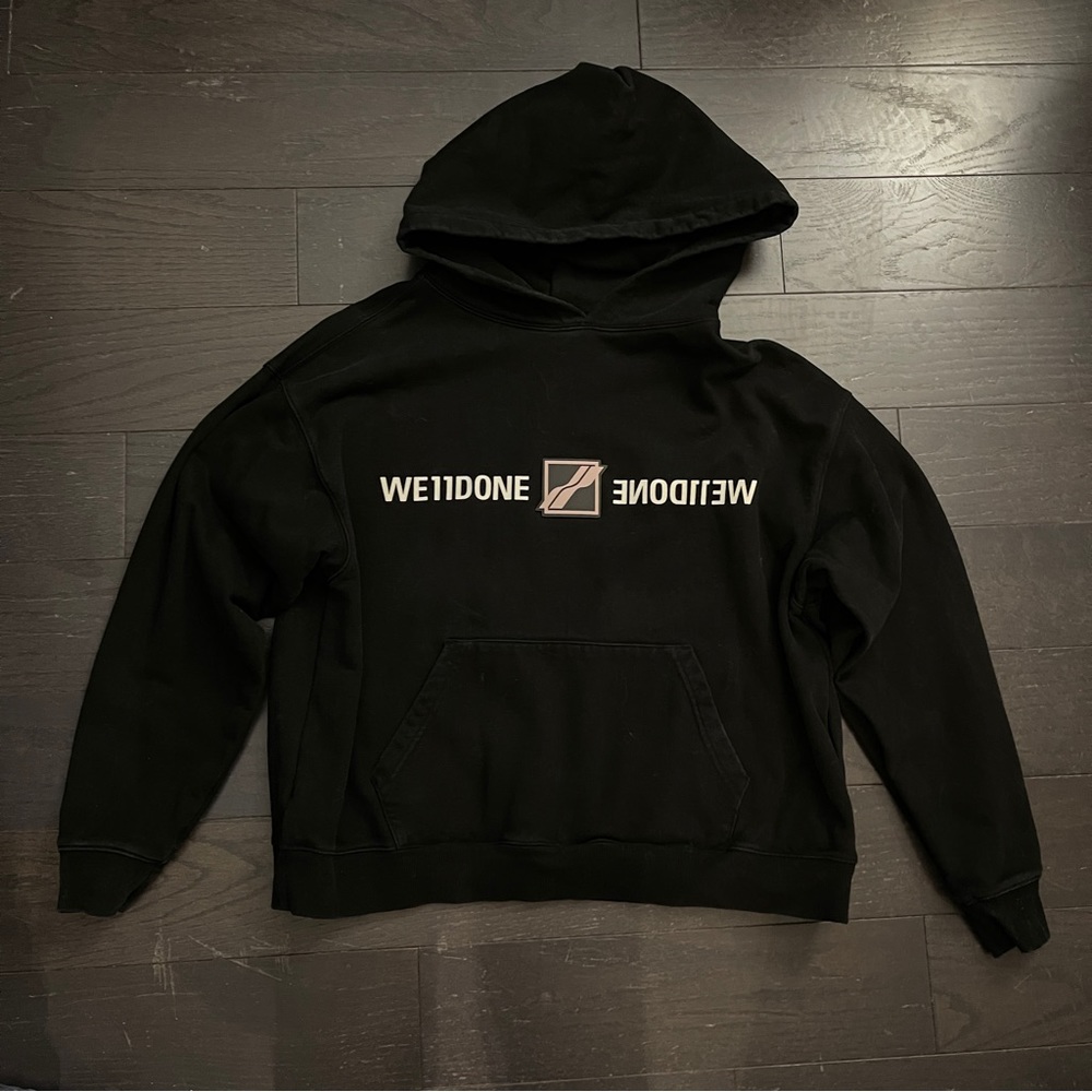We11done welldone black patched mirror black hoodie women size xsmall
